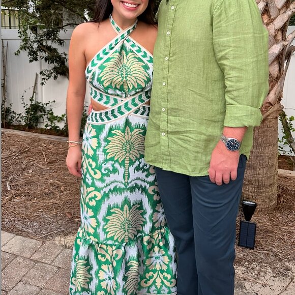 LACE The Label Halter Cutout Green Dress: Size Small - Picture 7 of 7